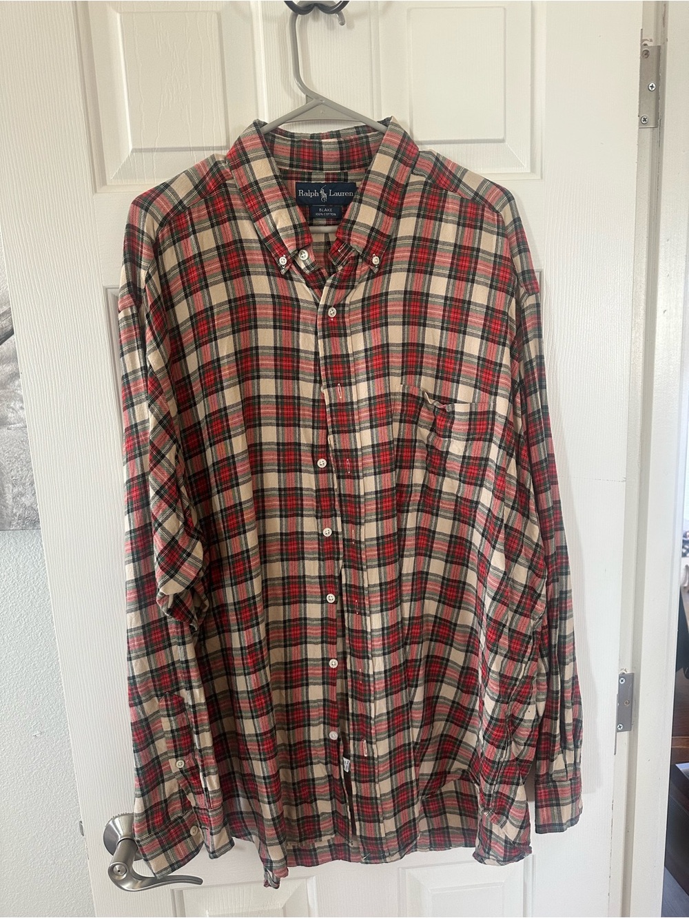 Ralph Lauren Blake XXL Tartan Plaid Long Sleeve Button Down Shirt 100% Cotton